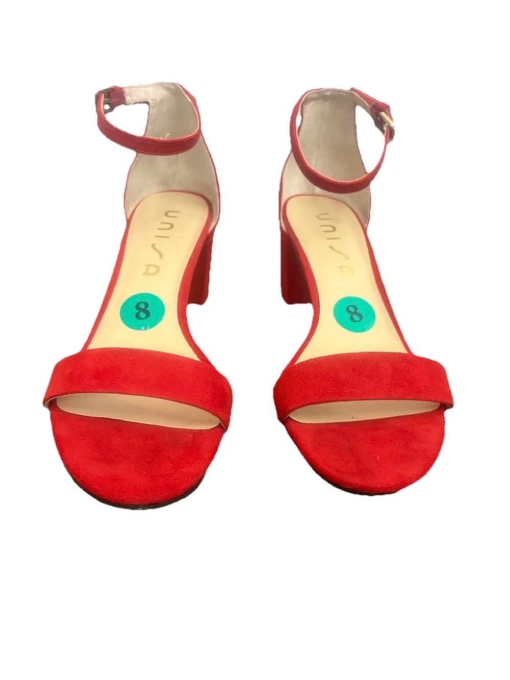 Unisa Women's Ankle Strap Block
Heel Sandals Size 8 Red Open Toe